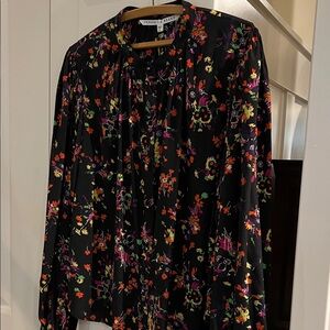 Veronica Beard Black Floral Blouse